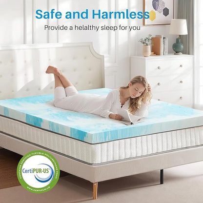 Mattress Topper, Queen Size Cooling Memory Foam Bed Toppers, 2 Inch Soft Mattress Pads for Sleeper Sofa, RV, Camper, CertiPUR-US Certified