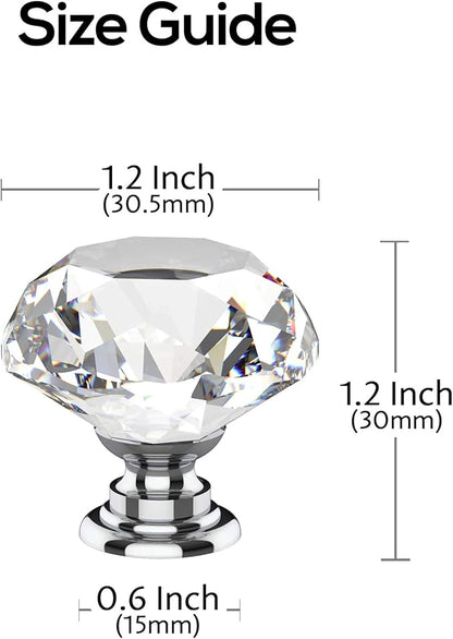 Alzassbg 10 Pack Clear Crystal Drawer Knobs, 1-1/5 Inch(30mm) Diameter Cabinet Knobs Glass Diamond Crystal Knobs for Drawers AL1001