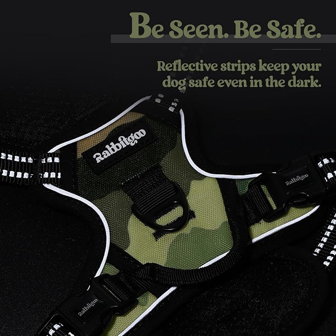 rabbitgoo Dog Harness No Pull with 2 Leash Clips, Adjustable Soft Padded, Reflective Oxford No Choke Pet Vest with Easy Control Handle for Large Dogs, Green Mountain,XS-Mewly Pet