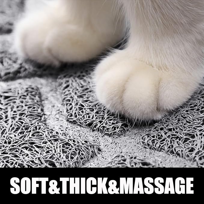 Yimobra Cat Litter Mat, 24"x20" Litter Mat with Litter Lock Mesh, Soft Cat Litter Mat Litter Trapping Mat, Easy to Clean, Non-Slip, Water Resistant, Litter Free Floors, Grey-Mewly Pet