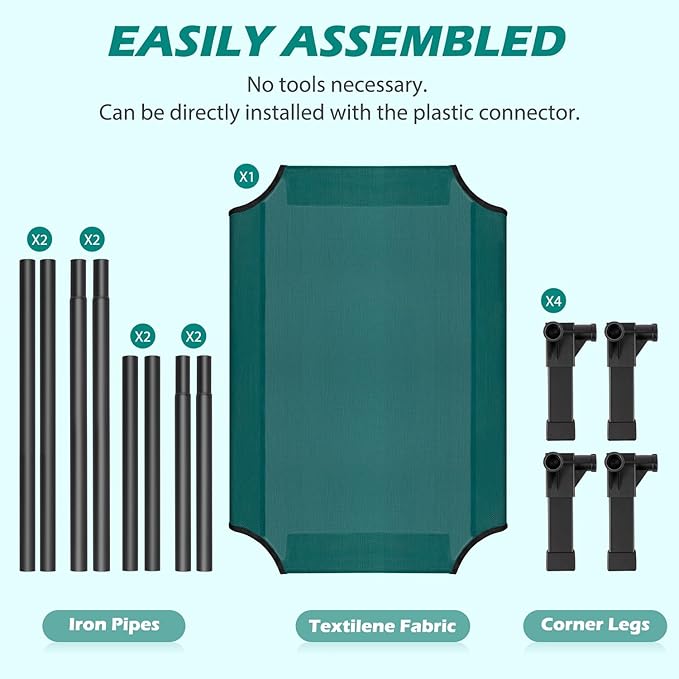 Heeyoo Elevated Dog Bed, Cooling Raised Pet Cot with Chew Proof Washable Breathable Mesh and Metal Frame, Portable Dog Cot Bed with No-Slip Feet for Outdoor or Indoor Use-Mewly Pet