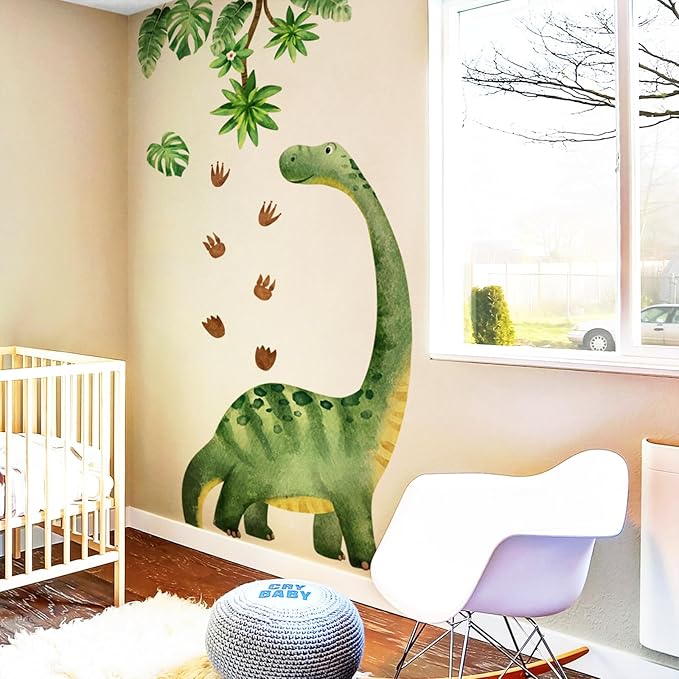Large Dinosaur Wall Decals for Boys Room, Sunoyar Removable Kids Dinosaur Wall Decor, Peel & Stick Dino Wall Stickers for Nursery Bedroom