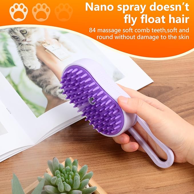 4-in-1 Cat Grooming Steam Brush, Pet Hair Shedding, Massage, Cleaning, Combing (white)-Mewly Pet