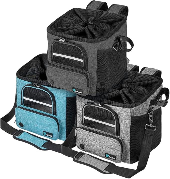 PetAmi Dog Bike Basket, Soft-Sided Ventilated Dog Bike Carrier Backpack, Pet Bicycle Basket for Bike Handlebar, Small Medium Puppy Cat Kitten Car Booster Seat with Safety Strap, Max 18 lbs, Blue-Mewly Pet