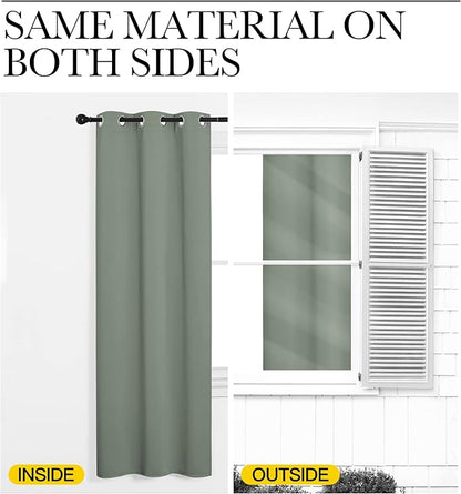 NICETOWN Greyish Green Blackout Curtains 102" Long for Office, 55" Wide, 2 Pieces, Dining Room, Guest Room, Sound Reducing Heat and Cold Block Curtain Panels for Modern Room Decorative