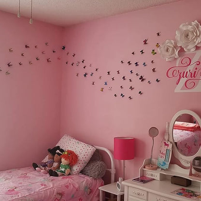 Butterfly Wall Decor 24/48 PCS, 3D Butterflies Stickers for Party Decorations with Magnets(Pink, 48)