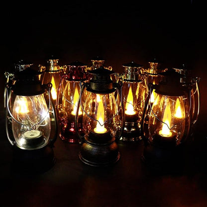 Mini Lanterns (6 Pcs-5.1in) Small Lantern Decorative Indoor Outdoor Hanging Ornaments LED Candle Lights Decorative Home Decor for Weddings Western Camping Party Halloween Christmas Decorations