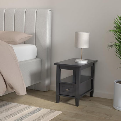 SIMPLIHOME Warm Shaker SOLID WOOD 14 inch Wide Rectangle Transitional Narrow Side Table in Black for the Living Room and Bedroom