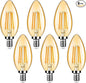 6-Pack Dimmable E12 LED Candelabra Bulbs 40Watt Equivalent, 2200K Amber Warm White, 380Lumens, 4W B11 Amber Chandelier Light Bulbs, LED Filament Clear Glass Candle Lamp for Ceiling Fan Home Decor