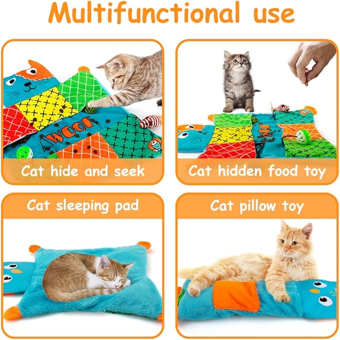 AWOOF Cute Soft Catnip Mat, Interactive Cat Toys for Indoor Cats-Mewly Pet