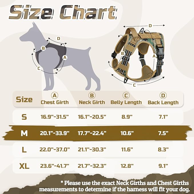 rabbitgoo Tactical Dog Harness Medium Sized Dog, No Pull Military Service Vest with Handle & Molle, Easy Control for Training Walking, Adjustable Reflective Straps, Brown camo, M-Mewly Pet