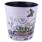Wastebasket, British Style PU Leather Round Decorative Trash Bin Garbage Can Wastebasket Without Lid for Living Room Home Office - Plants and Butterfly