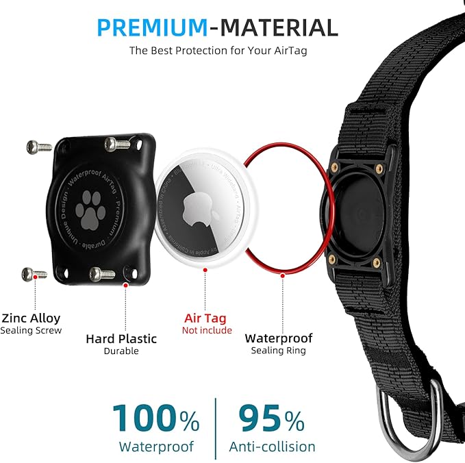 Reflective Air Tag Dog Collar - 100% Waterproof Dog Collar AirTag Holder | Extra-Durable, Soft Padded AirTag Dog Collars for Small Medium Large Dogs-Mewly Pet