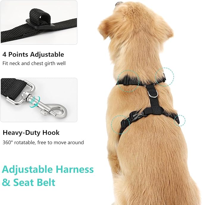 Dog Seat Belt, Safety Vest Dog Car Harness with Adjustable Buckle Dog Seat Belt for Vehicle Nylon Pet Safety Seat Belts Heavy Duty(XXL, Blue)-Mewly Pet