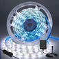 iNextStation White LED Strip Light, 16.4ft 5M 2835 SMD 300 LEDs 12V Flexible Cuttable LED Tape Light for Bedroom Kitchen Cabinet Wardrobe TV (Power Adapter Included)