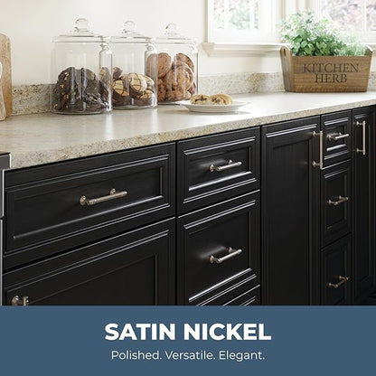 Franklin Brass - Francisco Satin Nickel Cabinet Handles 4 Inch (4") Hole Center Pulls | Easy Install, Durable Hardware for Kitchen Cabinet Door, Drawers, Dresser Pull, Furniture (5 Pack)
