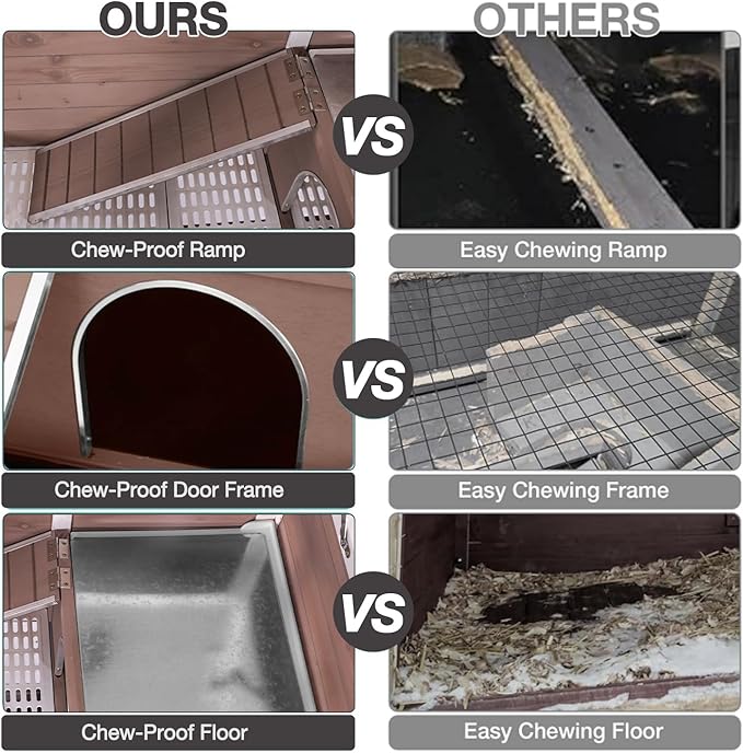 Guinea Pig Cage Indoor with Cool Zinc Plate Rabbit Hutch with Wheels and Removable Proof Tray Elevated Legs Hamster Cage with Chew-Resistant Metal Frame 36.6" L（Brown）-Mewly Pet