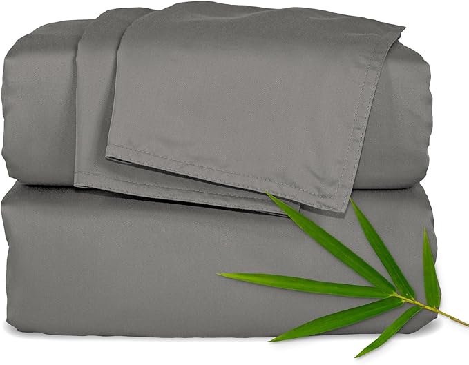 Twin Sheets by Pure Bamboo, Genuine 100% Organic Viscose Derived from Bamboo Bed Sheet Set, Luxuriously Soft & Cooling, Double Stitching, Lifetime Quality Promise (Twin, Graphite)
