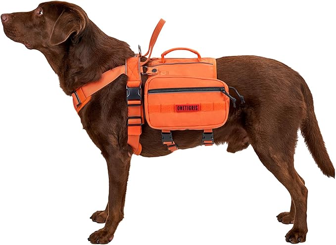 Onetigris Dyno Outdoor Harness for Dogs with Pockets, Front Range Pack, Saddle Bag Dog Hiking Vest with Handles-Mewly Pet