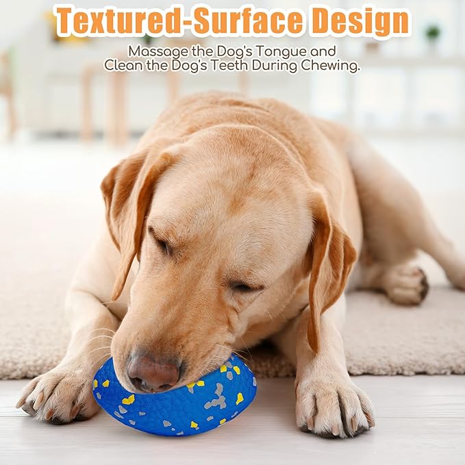 2Pcs Upgrade Bone Dog Balls+Rugby Dogs Toys for Aggressive Chewers, Indestructible Tennis Balls for Dogs (Blue+Yellow)-Mewly Pet