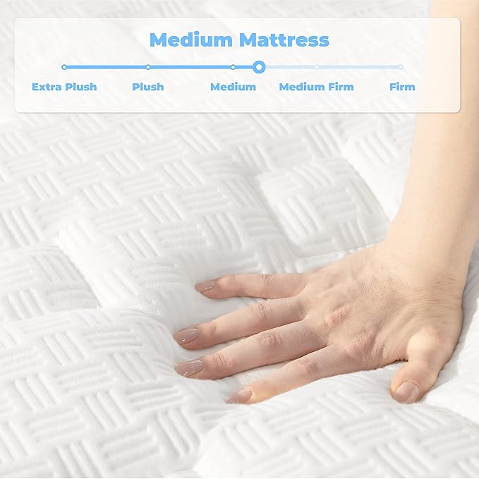 Queen Mattress, 10 Inch Hybrid Mattress in a Box with Gel Memory Foam and Pocket Spring, Medium Firm Feel, Cooler Sleep & Pressure Relief, 60 * 80 * 10, 120 Nights Risk-Free Trial