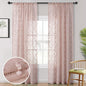 MYSKY HOME Pom Pom Pink Sheer Curtains for Bedroom Girls Room Dusty Rose Curtains 84 Inches Long for Nursery Kids Light Filtering Boho Window Drapes, Rod Pocket, 52" Wide, 2 Panels