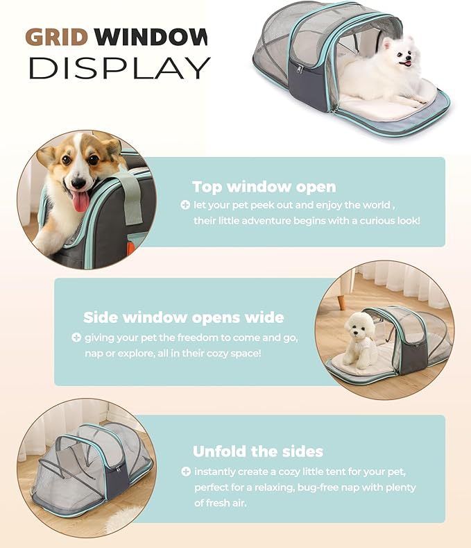 Expandable Pet Carrier Backpack, Cat Carrier Backpacks with Breathable Mesh for Cats Small Dogs Puppies Up to 25 Lbs Airline Approved Waterproof Travel Carrier with Safety Buckle for Hiking & Flights-Mewly Pet