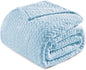 Exclusivo Mezcla Light Blue Fleece King Size Blanket for Bed, 90x104 Inches Soft Cozy 3D Decorative Jacquard Flannel Blankets, Lightweight Fuzzy Plush Warm Blankets for All Seasons
