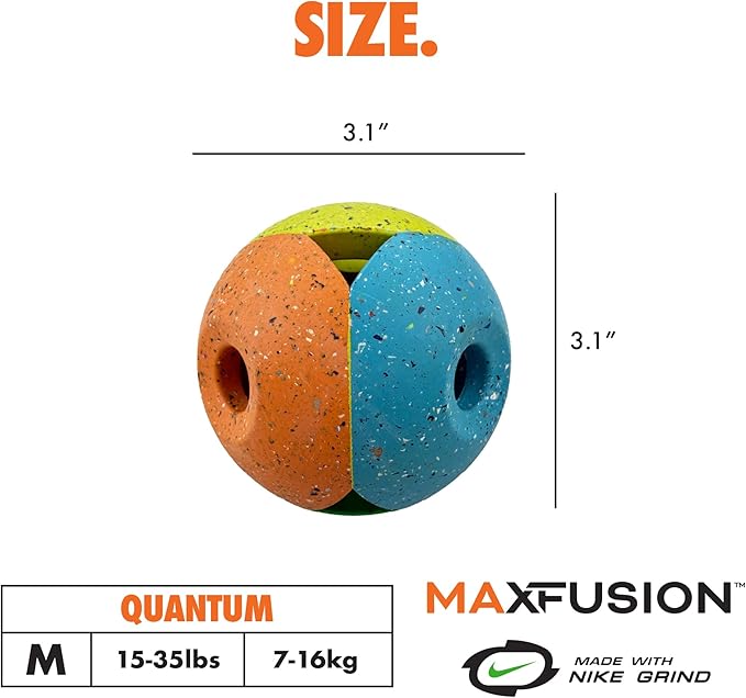 Max Fusion with Nike Grind, Arlee Quantum Treat Dispensing Dog Toy, Durable Dog Treat Toy, L-Mewly Pet