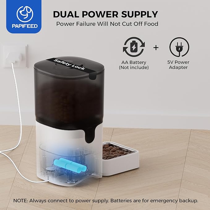 PAPIFEED Smart Automatic Cat Feeders: WiFi Pet Feeder with APP Control for Remote Feeding, Detachable for Easy Clean, Automatic Cat Food Dispenser with Alexa,1-10 Meals Per Day for Dog (6L/25Cup)-Mewly Pet