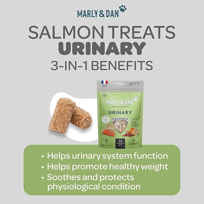 Marly & Dan Salmon Treats for Cats with Brewers Yeast & Green Tea, Urinary Recipe, 3oz Bag-Mewly Pet