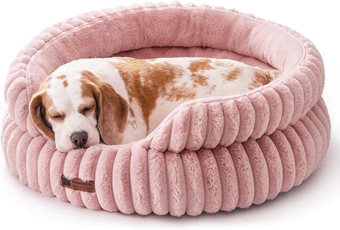 MEWOOFUN Dog Bed for Medium Dogs, Washable Large Cat Beds for Indoor Cats, Donut Pet Bed for Dogs and Cats with Anti-Slip Bottom (Pink, 27"x27"x10")-Mewly Pet