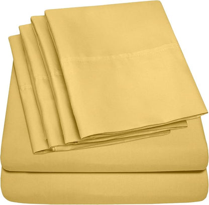 Twin XL Size Bed Sheets - 4 Piece 1500 Supreme Collection Fine Brushed Microfiber Deep Pocket Twin X-Large Sheet Set Bedding - 1 EXTRA PILLOW CASES, GREAT VALUE, Twin XL, Yellow