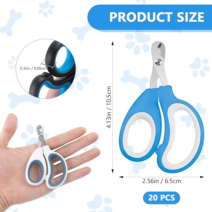 20 Pcs Cat Nail Clipper Bulk Kitten Claw Trimmer Pet Nail Cutter Claw Care for Cats, Kittens, Bunny, Puppy, Rabbit, Gatos, and More-Mewly Pet