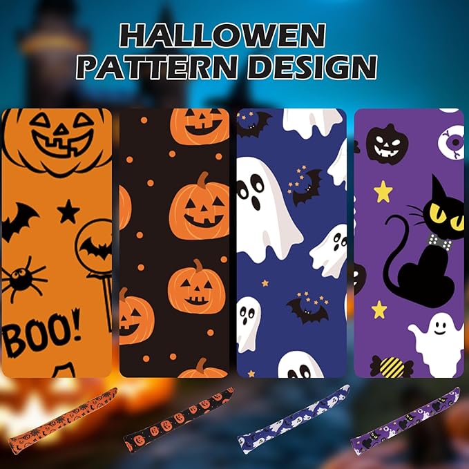 EXPAWLORER Halloween Cat Toys, 4 pcs Soft Pillow Catnip Toys with Bells Inside, Interactive Bite Resistant Fish Shape Kicker Toys for Indoor Kitten Playing-Mewly Pet