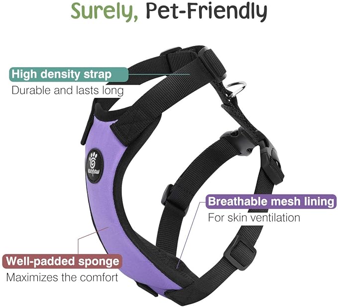 Dog Seat Belt, Safety Vest Dog Car Harness with Adjustable Buckle Dog Seat Belt for Vehicle Nylon Pet Safety Seat Belts Heavy Duty(L, Purple)-Mewly Pet