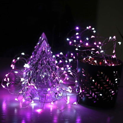 OakHaomie 6 Pack 10ft LED Starry String Lights 30 Micro LEDs on Silvery Copper Wire, CR2032 Batteries Required and Included,for DIY Wedding Christmas Centerpiece Table Decorations(Pink White)