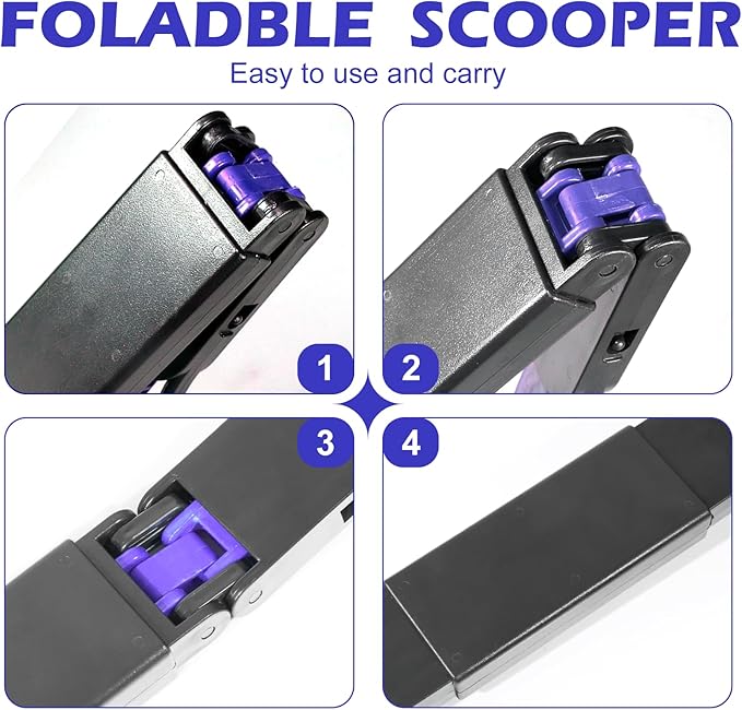 Pooper Scooper with Bags, 32" Long Handle Dog Poop Scooper for Large Medium Small Dogs, Durable Spring and High Strength Material Foldable Waste Pickup Tool for Easy Grass and Gravel Pick Up, Blue-Mewly Pet