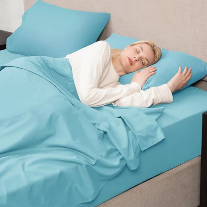 Mejoroom California King Size Sheet Set - Soft Microfiber Bed Sheets,Deep Pocket Fitted Sheet, Breathable, Wrinkle & Fade Resistant - 4 Piece (California King,Baby Blue)