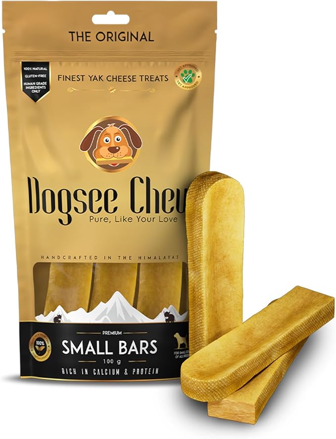 Dogsee Original Himalayan Yak Cheese Dog Chews (Small - 3 Bars) | Fights Plaque and Tartar| Yak Chews for Small Dogs | Rawhide Free | Easily Digestible Dog Treats-Mewly Pet