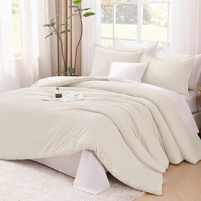Litanika Oversized King Comforter 120x120, 3 Pieces Beige Lightweight Solid Bedding Comforter Set, All Season Fluffy Bed Set (1 Comforter & 2 Pillowcases)