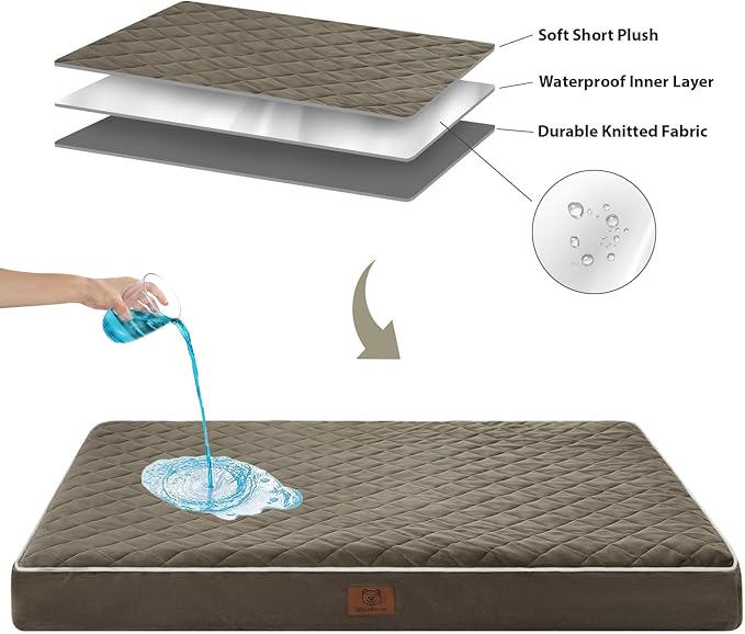 WNPETHOME Orthopedic Dog Bed Medium Size Dog, Waterproof Medium Dogs Bed with Removable Washable Cover, Multi-Needle Quilting Dogs Crate Bed-Mewly Pet