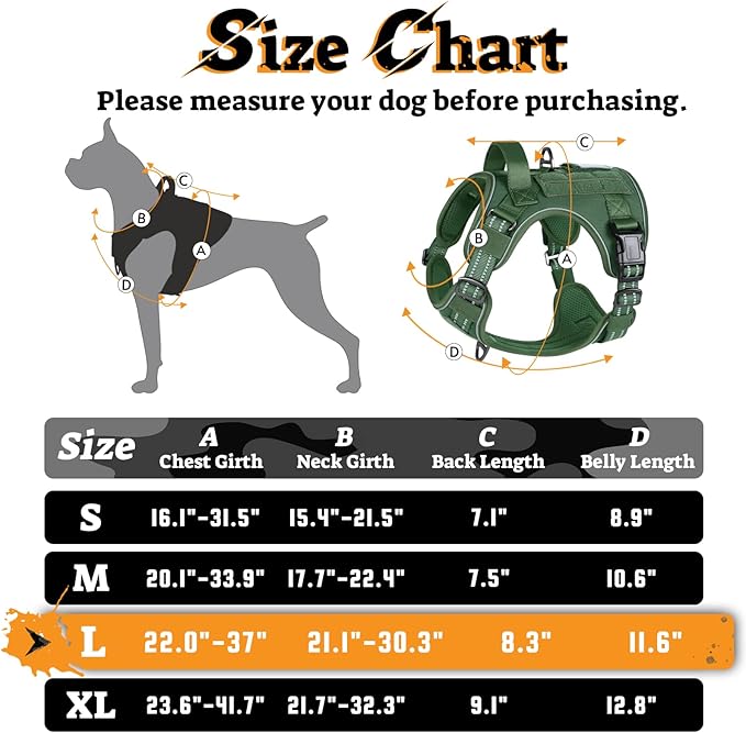 rabbitgoo Dog Harness for Large Dogs No Pull, Tactical Service Pet Vest with Molle and Control Handle, Adjustable and Reflective Military Harness for Easy Walking and Training, Green, L-Mewly Pet