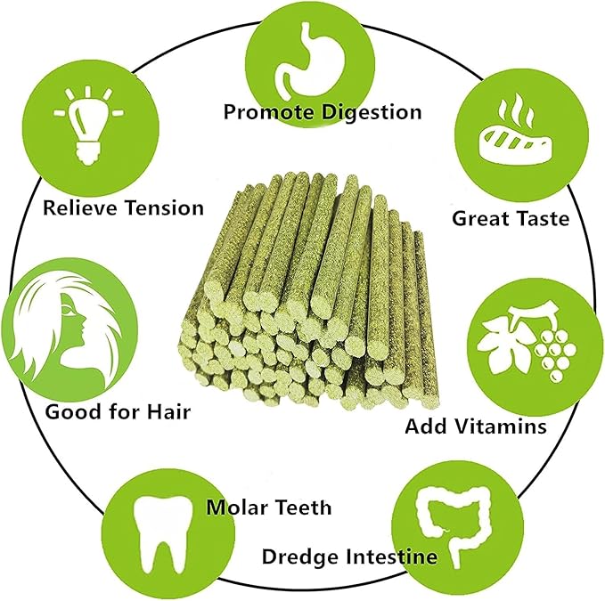 Rabbit Toys,Timothy Hay Stick for Guinea Pig Toy Bunny Chew Toys for Teeth Grinding Hamster Alfalfa Bite Treat Rabbit Molar Food Snack for Pet Rat Chinchilla Squirrel Gerbil-20PCS-Mewly Pet