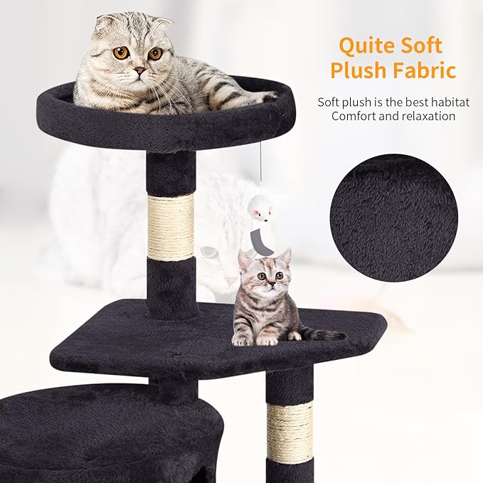 BestPet Cat Tree 36 inch Tall Scratching Toy Activity Centre Cat Tower Cat Condo Multi-Level Furniture Scratching Posts for Indoor Cats,Dark Gray-Mewly Pet