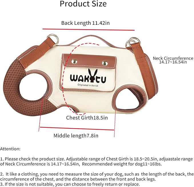 Dog Lift Harness Dog Carrier VES Harness Adjustable Leash with Small Puppy Treat Bag,Fits Most Cars,L-Mewly Pet