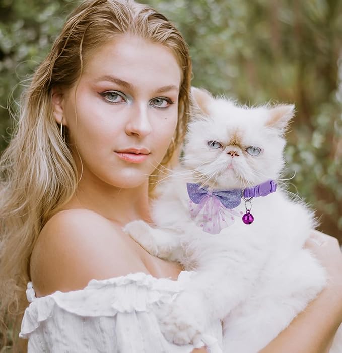 16 PCS Cute Cat Collars Breakaway with Bell for Boy Cats and Girl Cats Gifts (#2-Multicolor Lace)-Mewly Pet