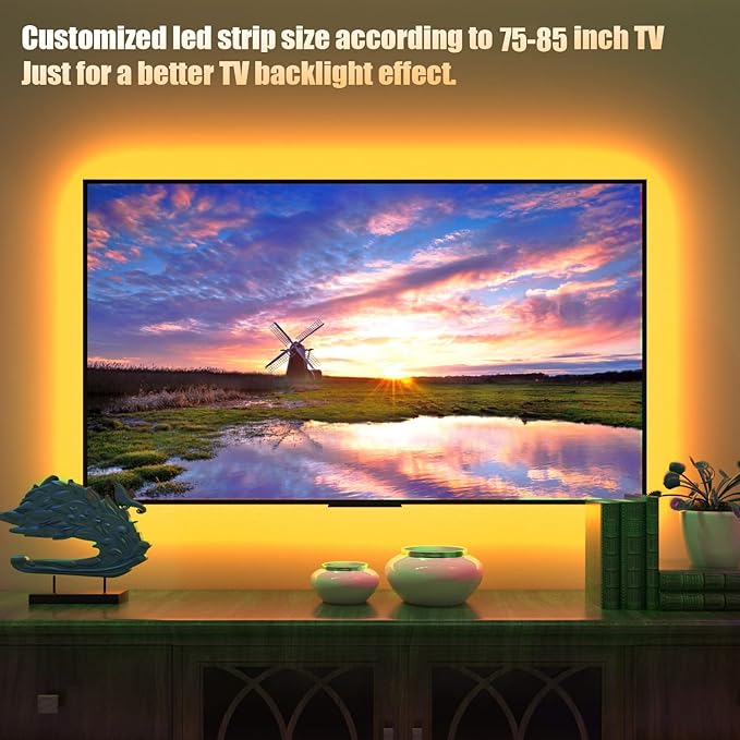 maylit Tv Led Backlight, 16.4ft Led Strip Lights for 75-85in Tv, Tv Lights kit with Remote, RGB Bias Lighting for Room Decor