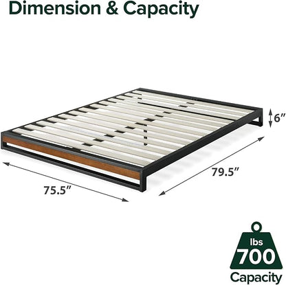 ZINUS GOOD DESIGN Award Winner Suzanne 6 Inch Bamboo and Metal Platforma Bed Frame, No Box Spring Needed, Wood Slat Support, Chestnut Brown, King