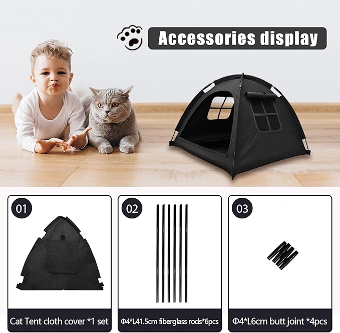 Cat Tent House、Cat's Nest, Quick Assembly and disassembly, Portable Indoor/Outdoor pet Tent House for Cats, Puppies and Other Small Animals-Mewly Pet